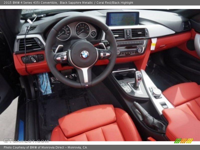Black Sapphire Metallic / Coral Red/Black Highlight 2015 BMW 4 Series 435i Convertible