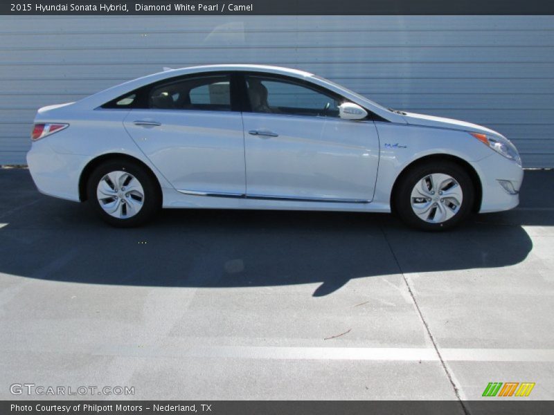 Diamond White Pearl / Camel 2015 Hyundai Sonata Hybrid