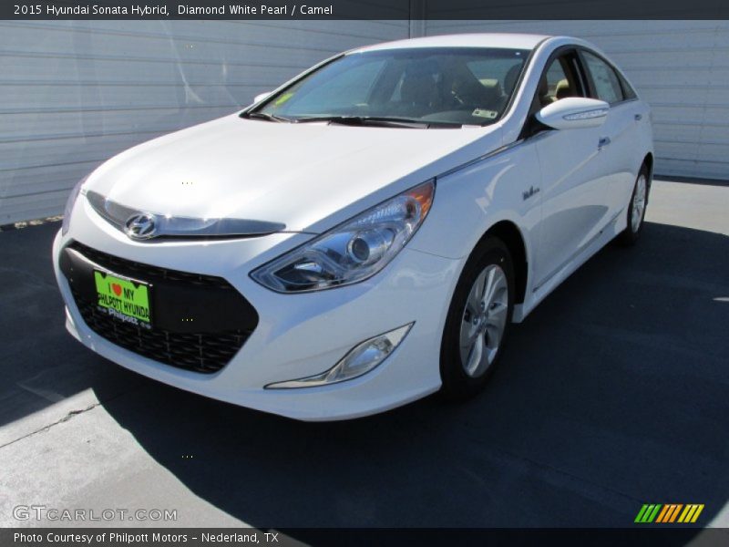 Diamond White Pearl / Camel 2015 Hyundai Sonata Hybrid