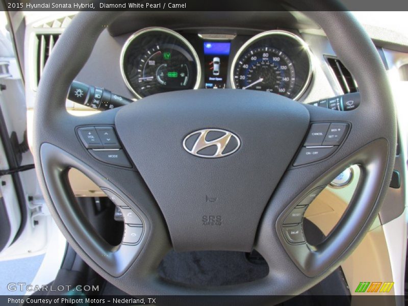 Diamond White Pearl / Camel 2015 Hyundai Sonata Hybrid