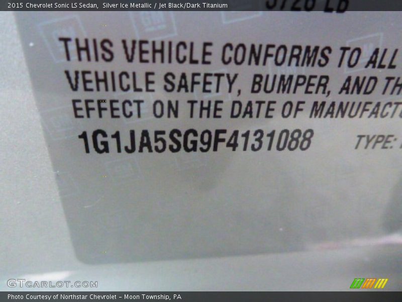 Silver Ice Metallic / Jet Black/Dark Titanium 2015 Chevrolet Sonic LS Sedan