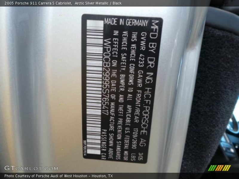 Arctic Silver Metallic / Black 2005 Porsche 911 Carrera S Cabriolet