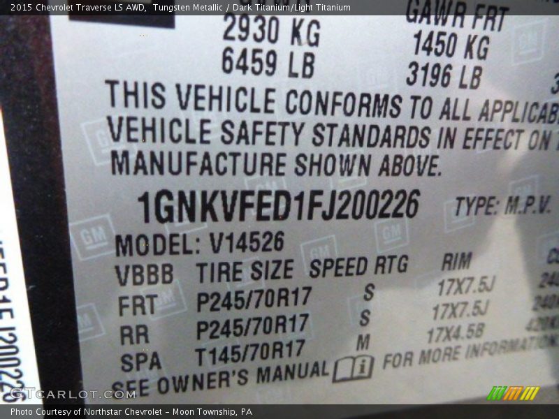 Tungsten Metallic / Dark Titanium/Light Titanium 2015 Chevrolet Traverse LS AWD