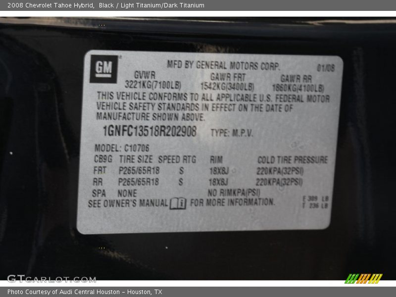 Black / Light Titanium/Dark Titanium 2008 Chevrolet Tahoe Hybrid