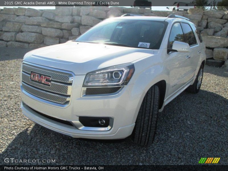White Diamond Tricoat / Cocoa Dune 2015 GMC Acadia Denali AWD
