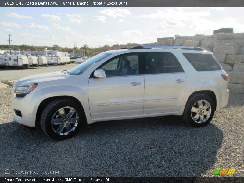 White Diamond Tricoat / Cocoa Dune 2015 GMC Acadia Denali AWD