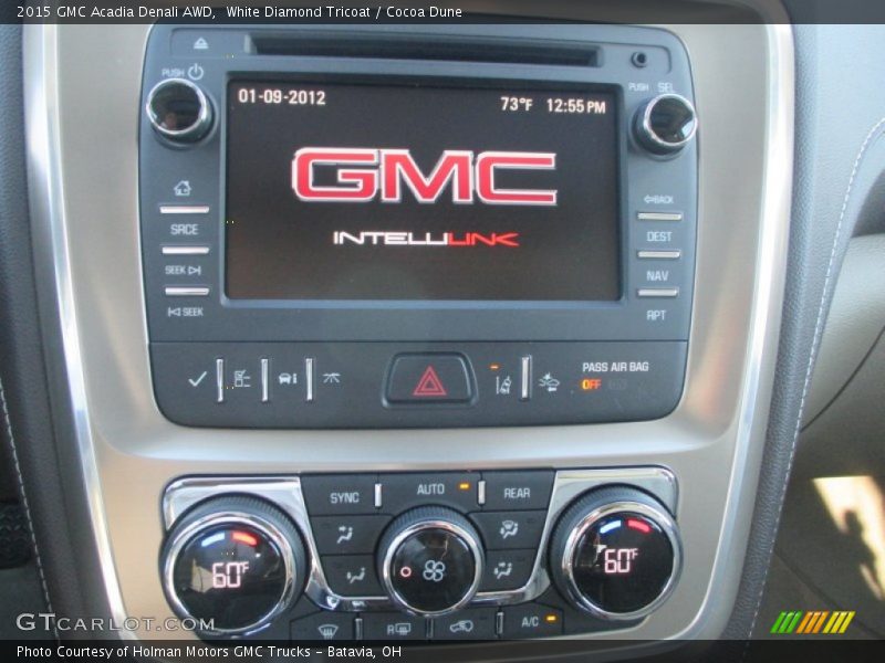White Diamond Tricoat / Cocoa Dune 2015 GMC Acadia Denali AWD