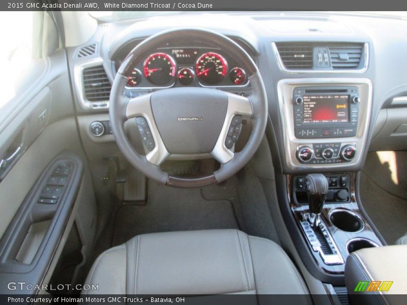 White Diamond Tricoat / Cocoa Dune 2015 GMC Acadia Denali AWD