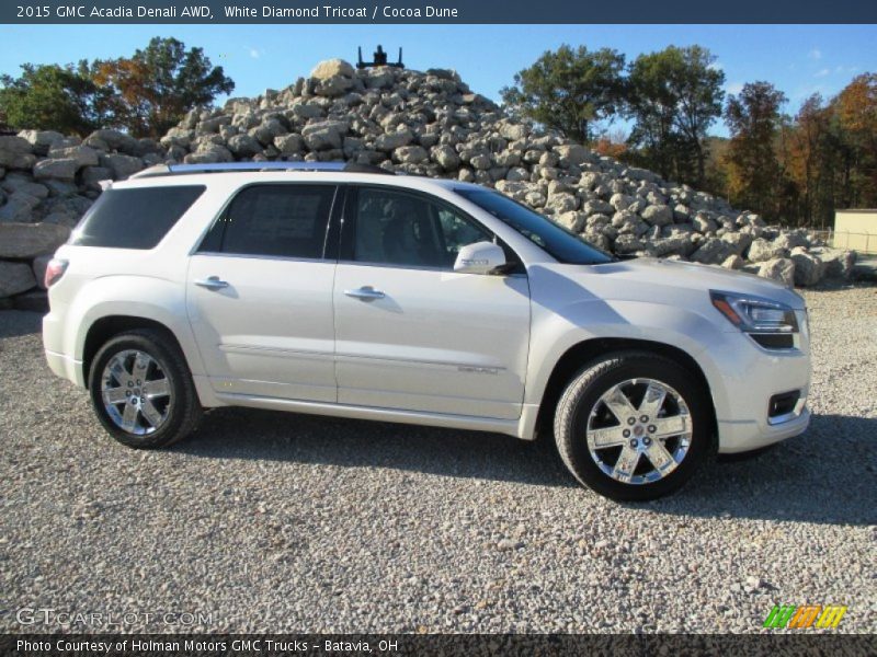 White Diamond Tricoat / Cocoa Dune 2015 GMC Acadia Denali AWD