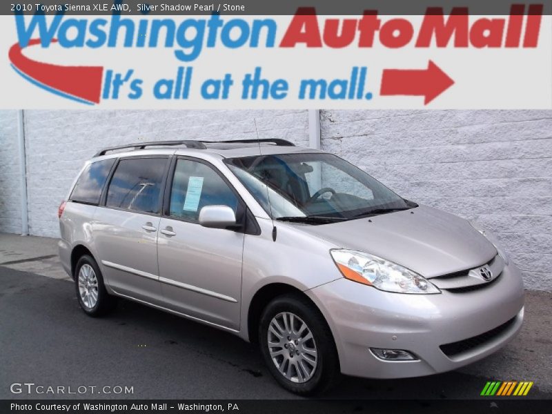 Silver Shadow Pearl / Stone 2010 Toyota Sienna XLE AWD