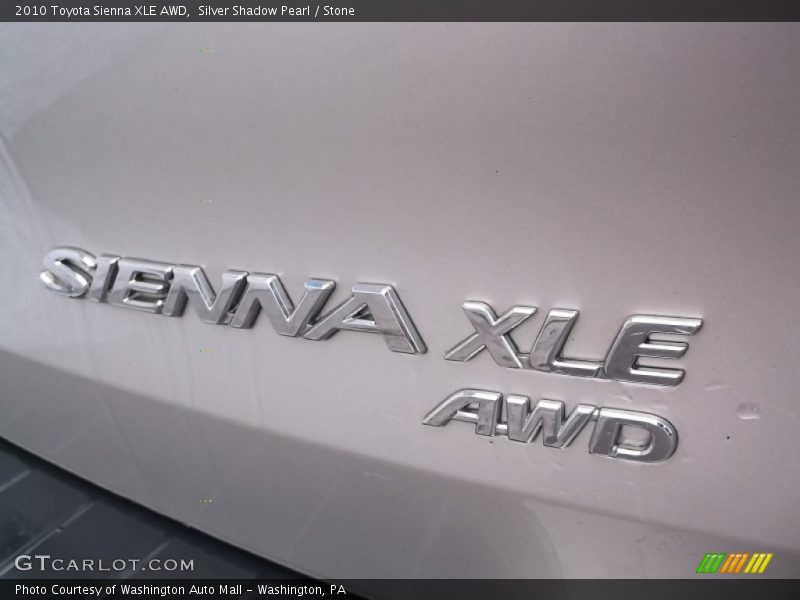 Silver Shadow Pearl / Stone 2010 Toyota Sienna XLE AWD