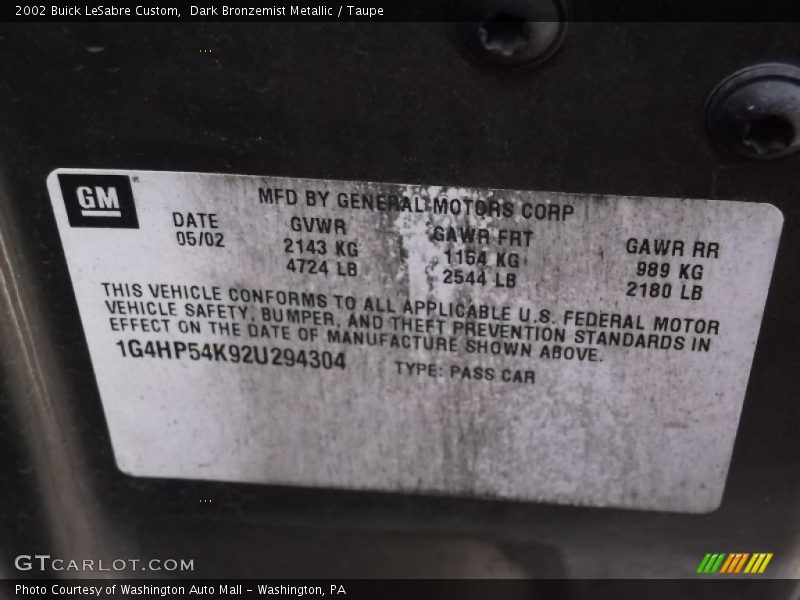 Dark Bronzemist Metallic / Taupe 2002 Buick LeSabre Custom