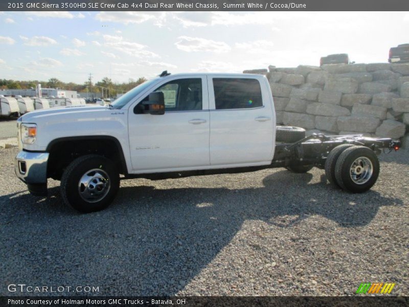 Summit White / Cocoa/Dune 2015 GMC Sierra 3500HD SLE Crew Cab 4x4 Dual Rear Wheel Chassis