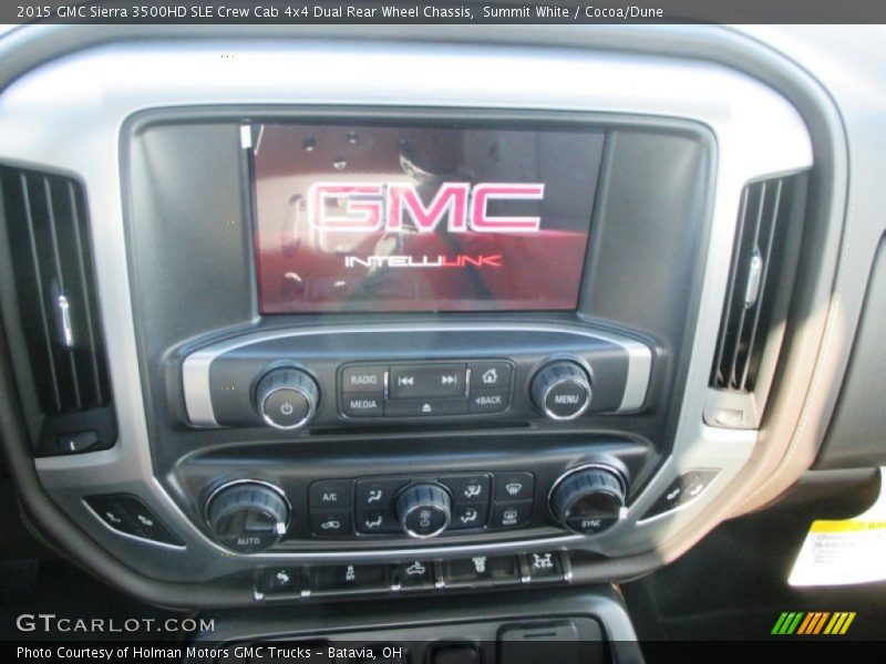Summit White / Cocoa/Dune 2015 GMC Sierra 3500HD SLE Crew Cab 4x4 Dual Rear Wheel Chassis