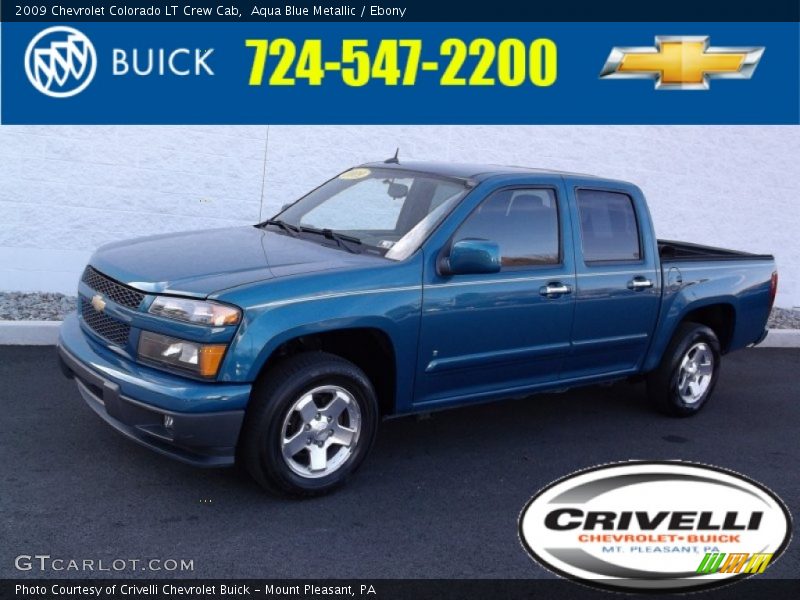Aqua Blue Metallic / Ebony 2009 Chevrolet Colorado LT Crew Cab