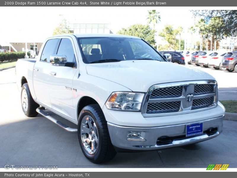 Stone White / Light Pebble Beige/Bark Brown 2009 Dodge Ram 1500 Laramie Crew Cab 4x4