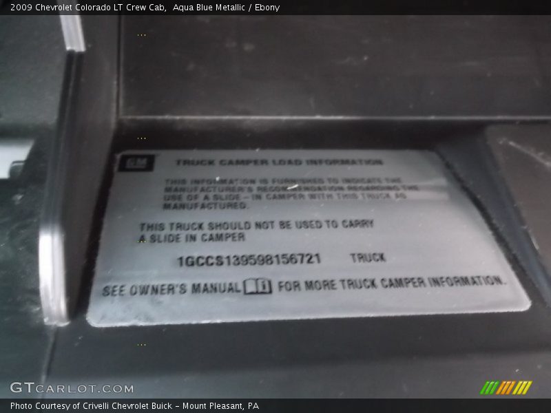 Aqua Blue Metallic / Ebony 2009 Chevrolet Colorado LT Crew Cab