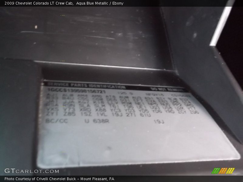 Aqua Blue Metallic / Ebony 2009 Chevrolet Colorado LT Crew Cab