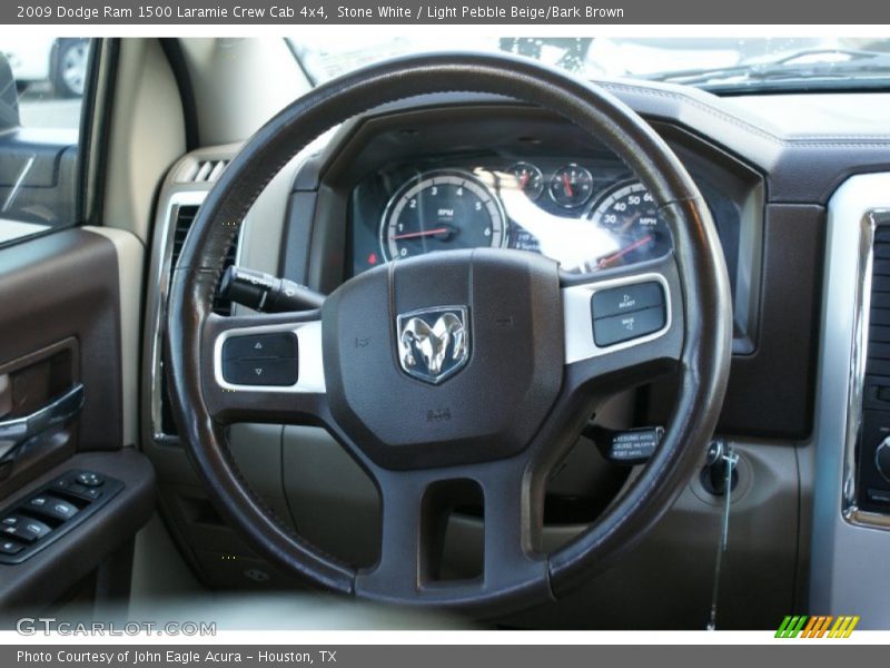 Stone White / Light Pebble Beige/Bark Brown 2009 Dodge Ram 1500 Laramie Crew Cab 4x4