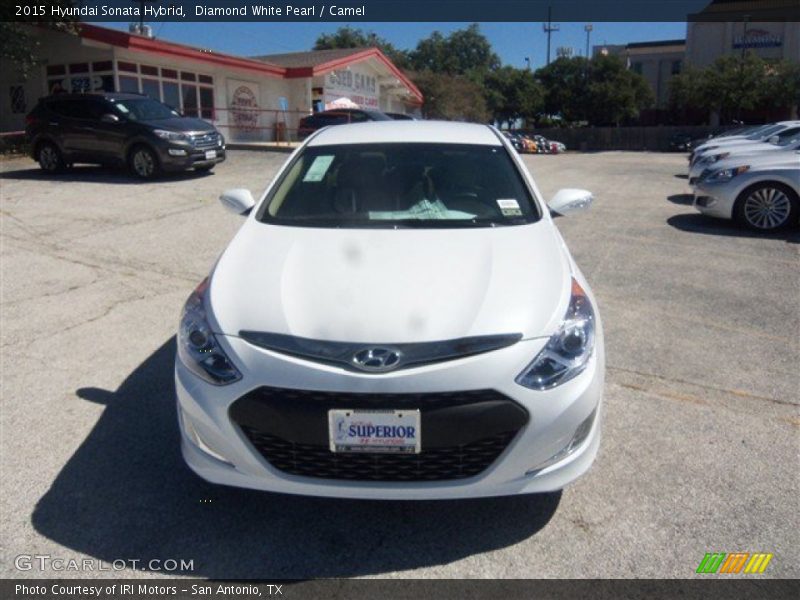 Diamond White Pearl / Camel 2015 Hyundai Sonata Hybrid