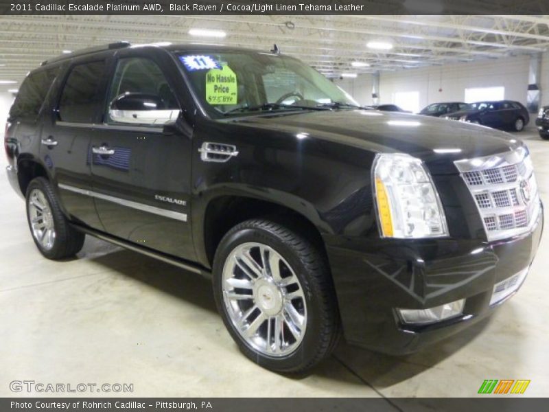 Black Raven / Cocoa/Light Linen Tehama Leather 2011 Cadillac Escalade Platinum AWD