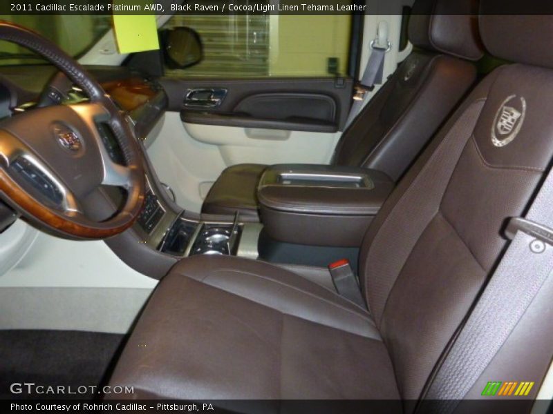 Black Raven / Cocoa/Light Linen Tehama Leather 2011 Cadillac Escalade Platinum AWD