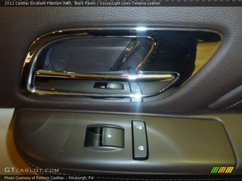 Black Raven / Cocoa/Light Linen Tehama Leather 2011 Cadillac Escalade Platinum AWD