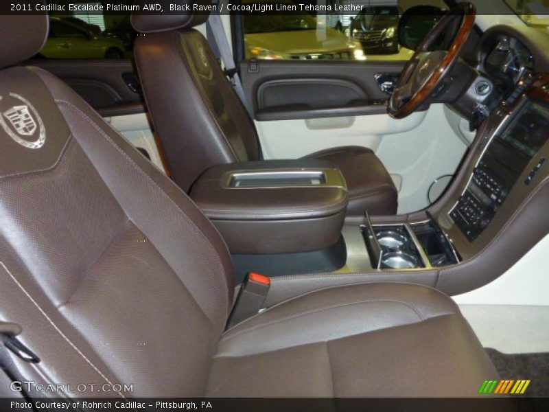 Black Raven / Cocoa/Light Linen Tehama Leather 2011 Cadillac Escalade Platinum AWD