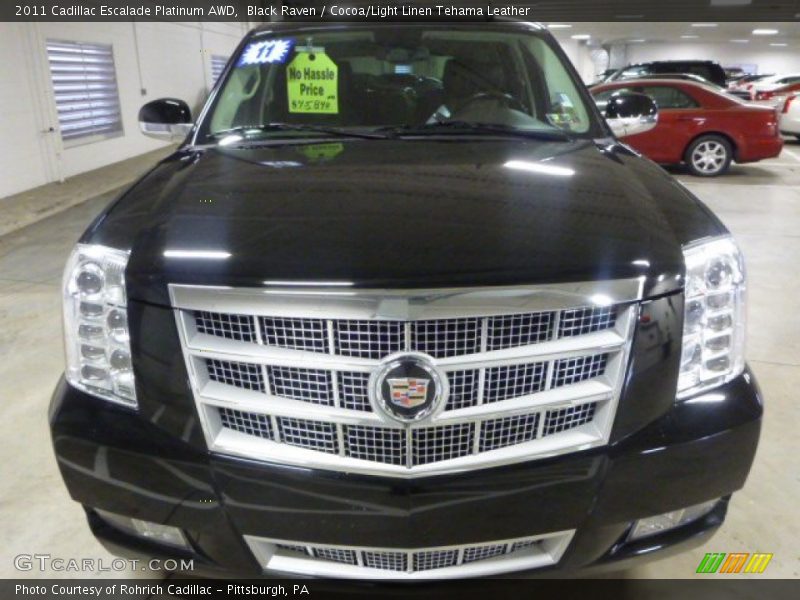 Black Raven / Cocoa/Light Linen Tehama Leather 2011 Cadillac Escalade Platinum AWD