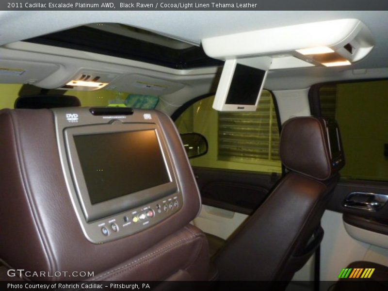 Black Raven / Cocoa/Light Linen Tehama Leather 2011 Cadillac Escalade Platinum AWD