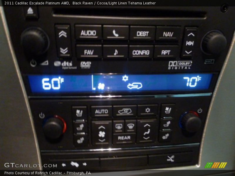 Black Raven / Cocoa/Light Linen Tehama Leather 2011 Cadillac Escalade Platinum AWD