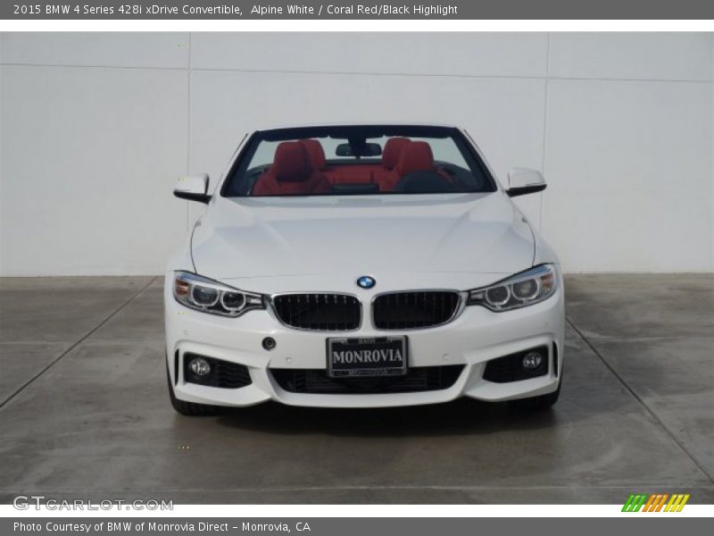 Alpine White / Coral Red/Black Highlight 2015 BMW 4 Series 428i xDrive Convertible