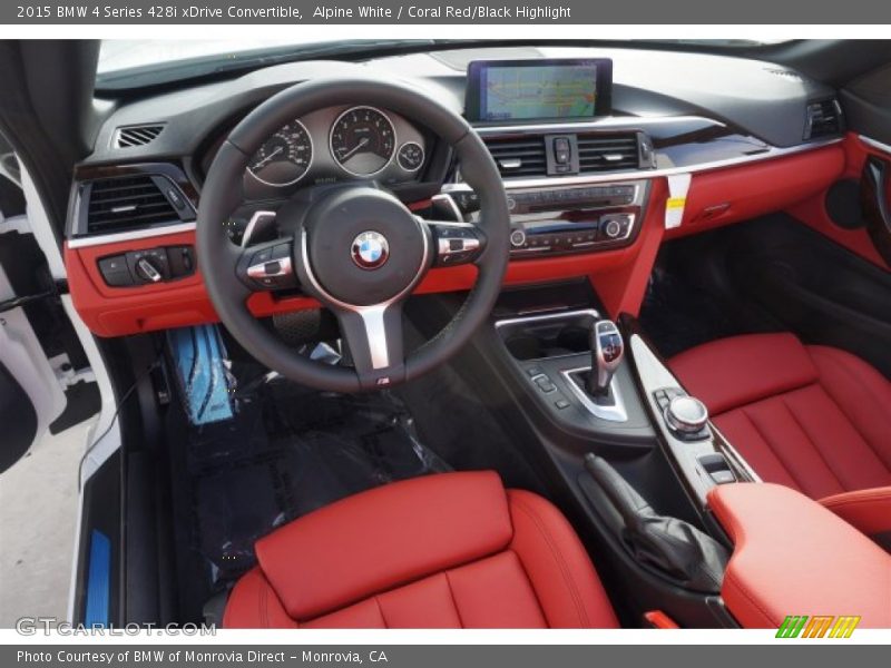 Alpine White / Coral Red/Black Highlight 2015 BMW 4 Series 428i xDrive Convertible