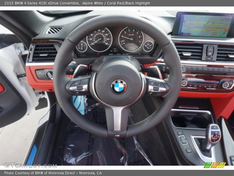 Alpine White / Coral Red/Black Highlight 2015 BMW 4 Series 428i xDrive Convertible