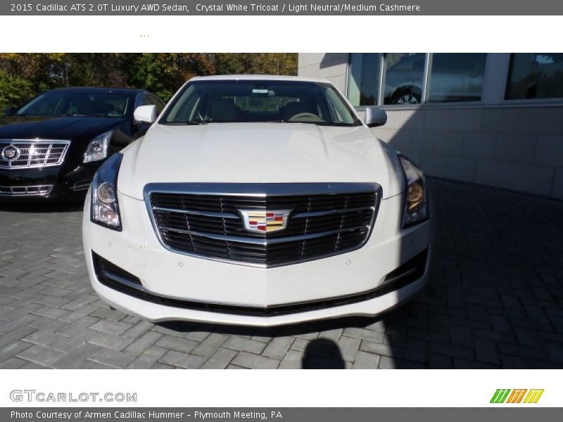 Crystal White Tricoat / Light Neutral/Medium Cashmere 2015 Cadillac ATS 2.0T Luxury AWD Sedan