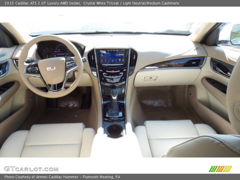 Crystal White Tricoat / Light Neutral/Medium Cashmere 2015 Cadillac ATS 2.0T Luxury AWD Sedan