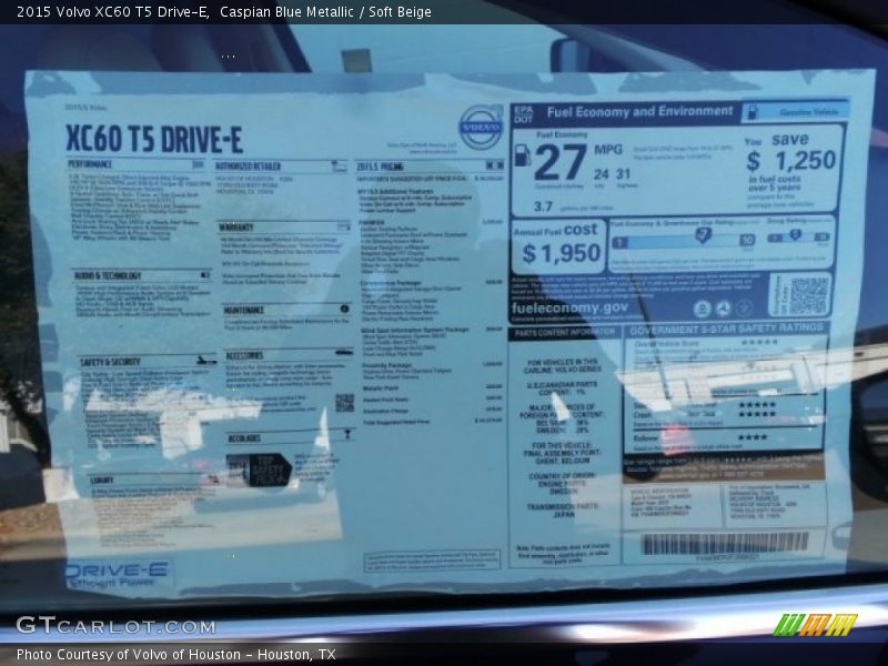 Caspian Blue Metallic / Soft Beige 2015 Volvo XC60 T5 Drive-E