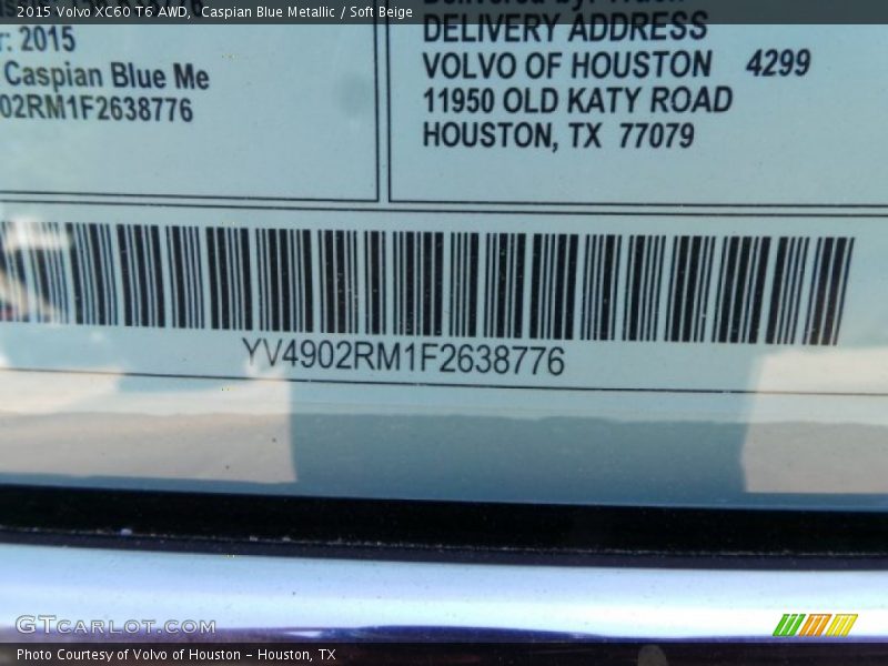 Caspian Blue Metallic / Soft Beige 2015 Volvo XC60 T6 AWD