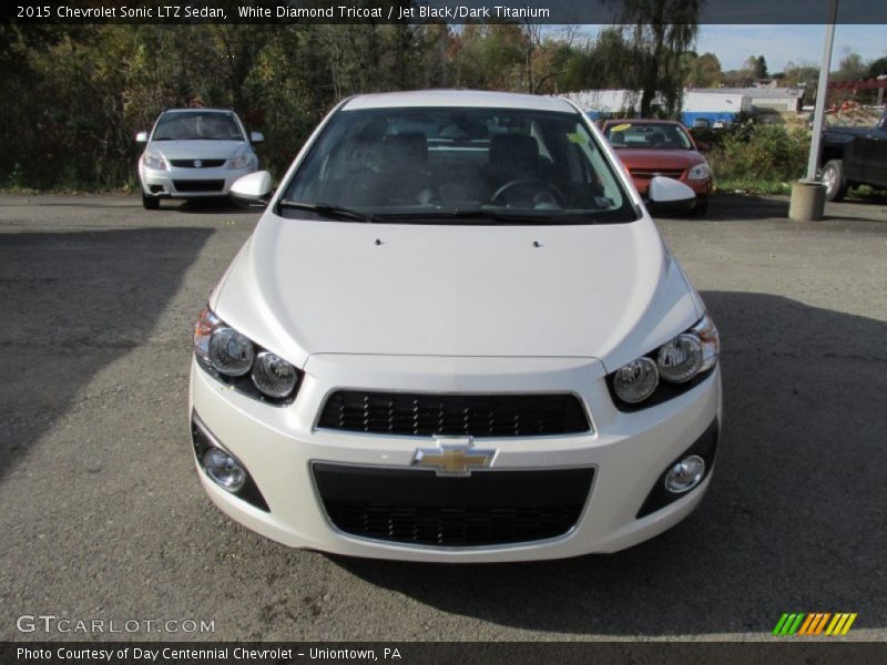 White Diamond Tricoat / Jet Black/Dark Titanium 2015 Chevrolet Sonic LTZ Sedan