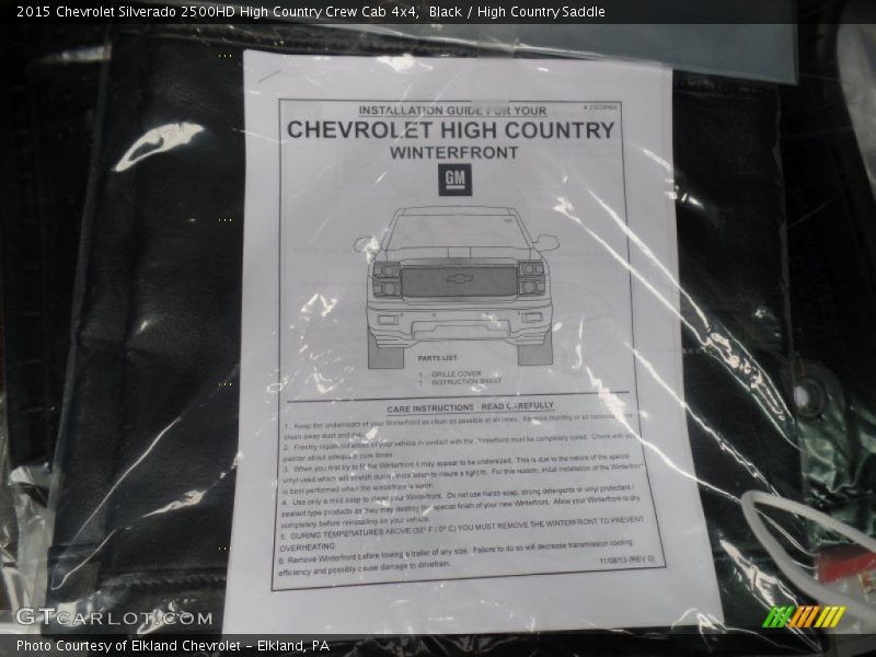 Info Tag of 2015 Silverado 2500HD High Country Crew Cab 4x4