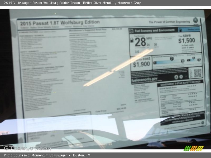 Reflex Silver Metallic / Moonrock Gray 2015 Volkswagen Passat Wolfsburg Edition Sedan