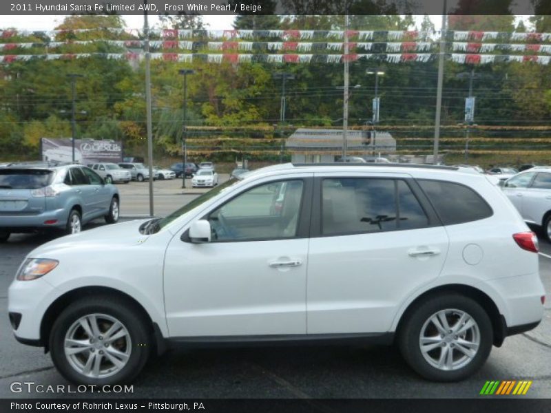 Frost White Pearl / Beige 2011 Hyundai Santa Fe Limited AWD