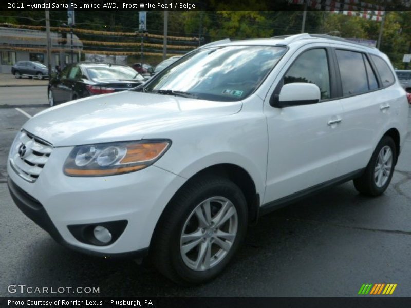 Frost White Pearl / Beige 2011 Hyundai Santa Fe Limited AWD