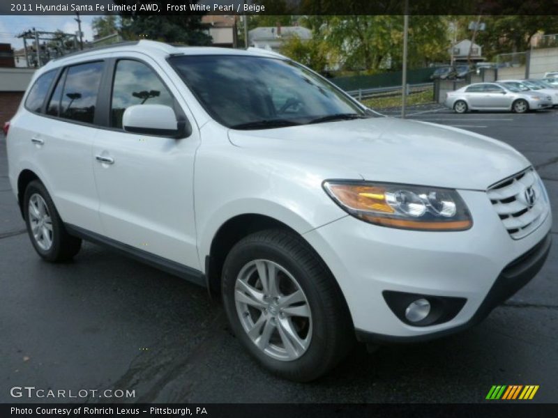 Frost White Pearl / Beige 2011 Hyundai Santa Fe Limited AWD