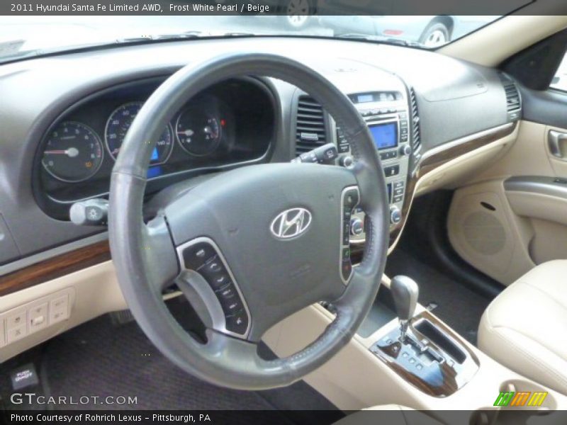 Frost White Pearl / Beige 2011 Hyundai Santa Fe Limited AWD