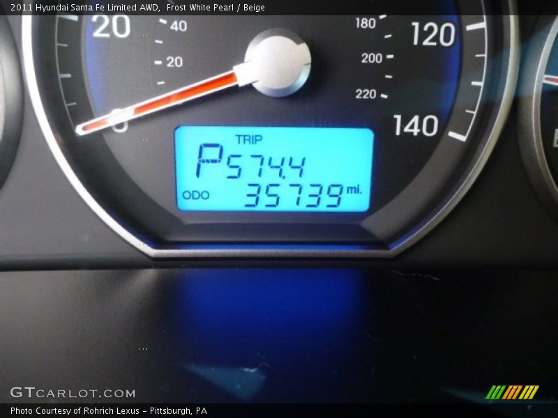 Frost White Pearl / Beige 2011 Hyundai Santa Fe Limited AWD