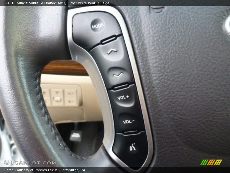 Frost White Pearl / Beige 2011 Hyundai Santa Fe Limited AWD