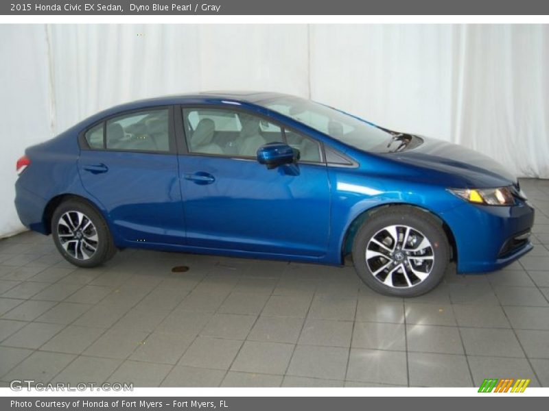 Dyno Blue Pearl / Gray 2015 Honda Civic EX Sedan