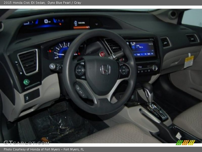 Dyno Blue Pearl / Gray 2015 Honda Civic EX Sedan