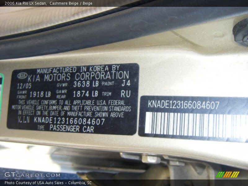 Cashmere Beige / Beige 2006 Kia Rio LX Sedan